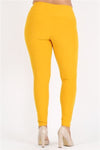 Plus Size High Waist Brushed Legging Pants Yellow - Pack of 6