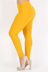 Plus Size High Waist Brushed Legging Pants Yellow - Pack of 6