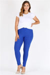 Plus Size High Waist Brushed Legging Pants Royal Blue - Pack of 6