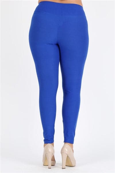 Plus Size High Waist Brushed Legging Pants Royal Blue - Pack of 6