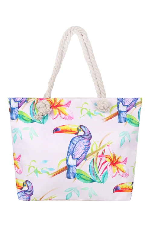 Bird Floral Tote Bag Multicolor 5 - Pack of 6