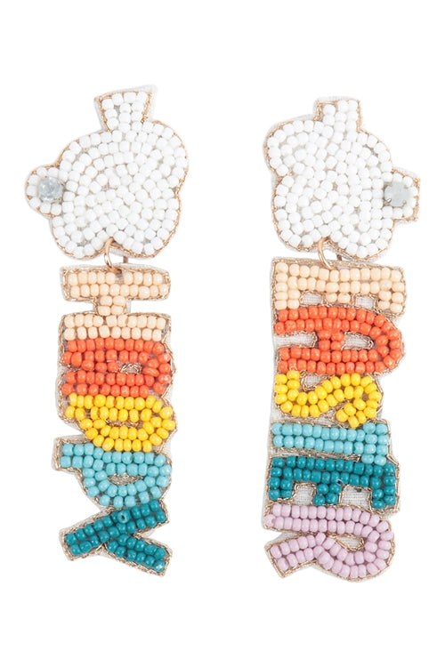Happy Easter Seed Bead Drop Earrings Multicolor - Pack of 3