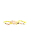 Pearl FIMO Bear Multi Stackable Ring Gold Yellow - Pack of 6