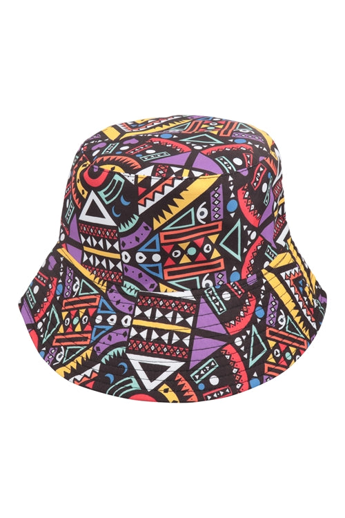 Retro Abstract Print Fashion Bucket Hat Purple - Pack of 6