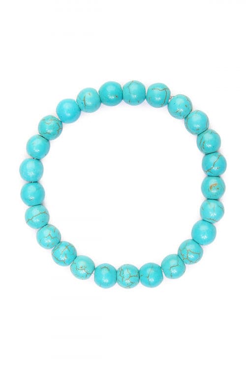 Turquoise Natural Bead Stretch Bracelet - Pack of 6