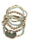 Amazonite Mixed Beads With Stone Charm Bracelet - Pack of 6