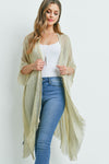 Beige Glittered Fringed Open Cardigan - Pack of 6