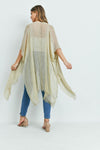 Beige Glittered Fringed Open Cardigan - Pack of 6