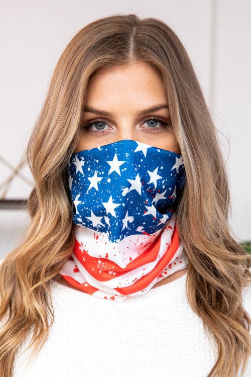 USA Flag Print Muntifunctional Facemask Bandana Scarf Headband Sun Guard - Pack of 6