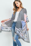 Bohemian Open Front Tassel Kimono Black - Pack of 6