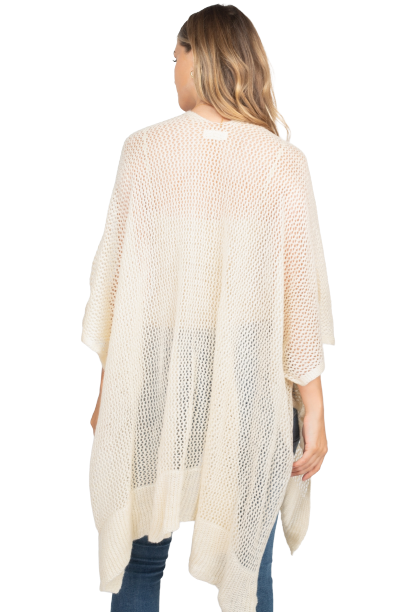 Crochet Mesh Kimono Cardigan Ivory - Pack of 6