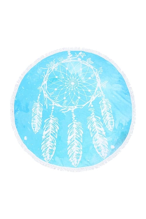 Dream Catcher Mandala Round Tapestry Summer Beach Towel Light Blue - Pack of 1