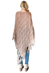 Knitted Net Wave Pattern Fringe Tassel Poncho Khaki - Pack of 6