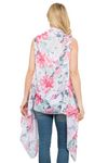 Flower Print Open Front Kimono Vest Pink - Pack of 6