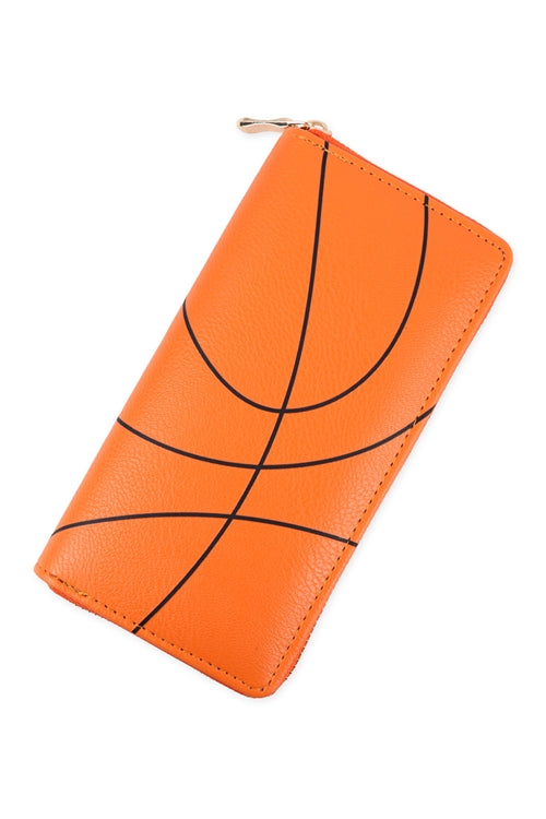 Sports Zipper Leather Wallet Basketball - Pack of 6