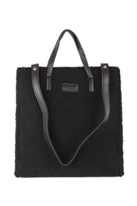 Fleece Fur Tote Bag With Removable Strap Black - Pack of 6