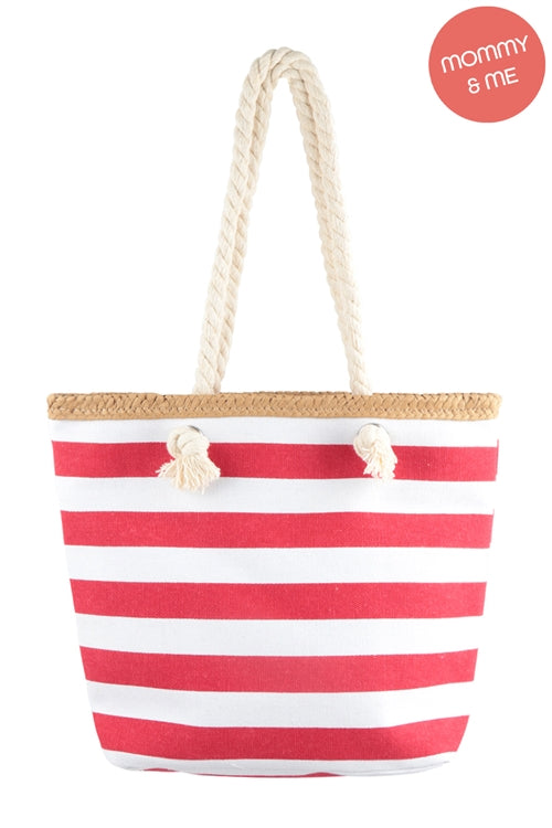 Striped Print Summer Tote Bag Red - Pack of 6
