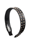 Leather With Stud Fashion Headband Black - Pack of 6