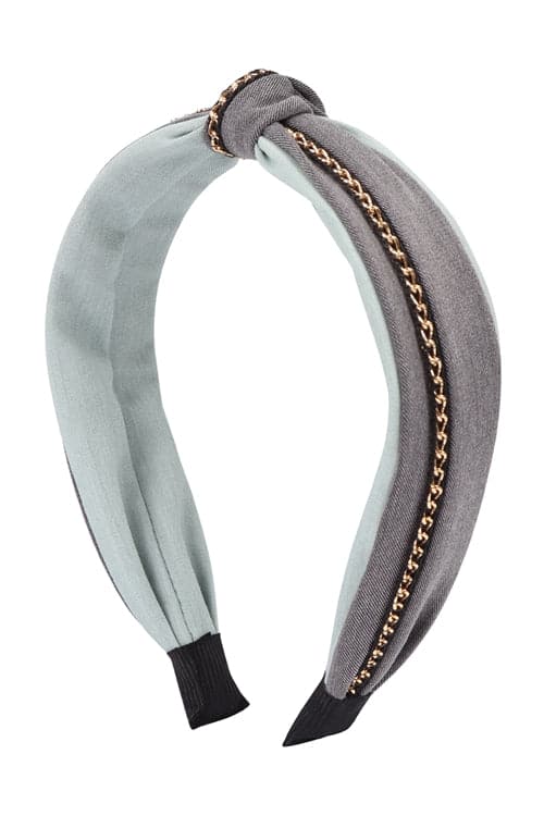 Knot With Chain Accent Headband Gray - Pack of 6