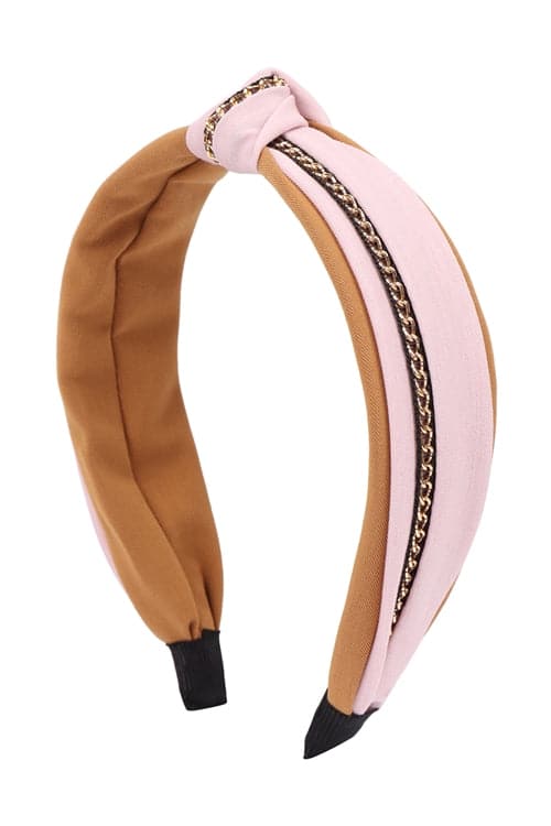 Knot With Chain Accent Headband Pink - Pack of 6