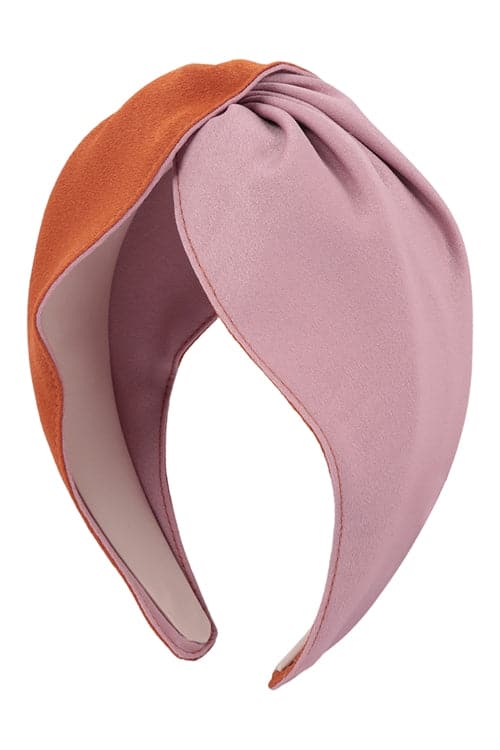 Two Tone Twisted Fabric Headband Hair Accessories Pink - Pack of 6