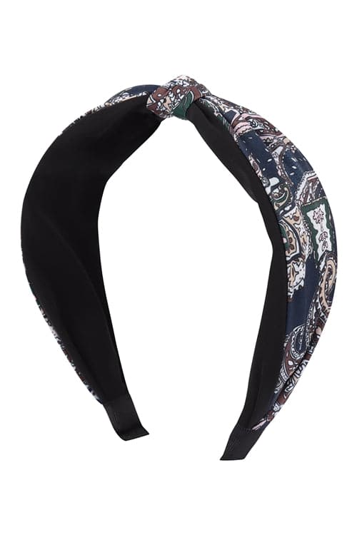 Paisley Print Knotted Headband Hair Accessories Navy - Pack of 6