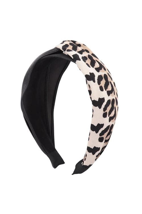 Knotted Two Tone Leopard PU Head Band Head Accessories Light Brown - Pack of 6
