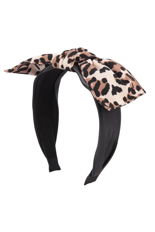 Bow Tie Cheetah Print Fashion Head Band Head Accessories Brown - Pack of 6
