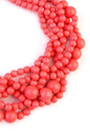 Dusty Pink Multi Strand Bubble Choker Necklace And Earring Set - Pack of 6