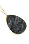 Black Oval Stone Pendant Necklace - Pack of 6
