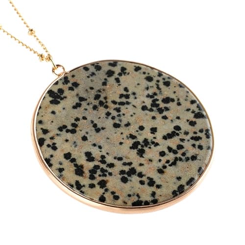 Brown Circle Stone Pendant Necklace - Pack of 6