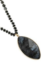 Black Marquise Stone Pendant Necklace - Pack of 6
