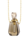 Natural Stone Rounded Crystal Perfume Bottle Necklace With Box Brown - Pack of 6