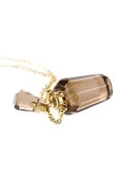 Natural Stone Hexagon Crystal Perfume Bottle Necklace With Box Brown - Pack of 6