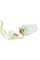 Natural Stone Hexagon Crystal Perfume Bottle Necklace With Box Green - Pack of 6