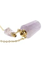 Natural Stone Hexagon Crystal Perfume Bottle Necklace With Box Purple - Pack of 6