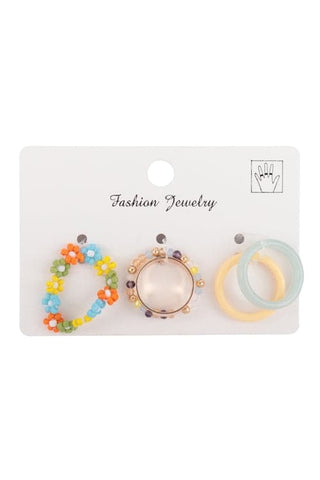 Daisy, Resin Color Block 2 Ring Set Gold Yellow - Pack of 6