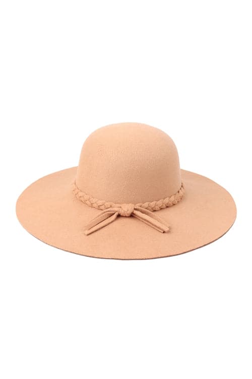 Brown Bowler Fashion Brim Summer Hat With Braided Tie - Pack of 6
