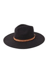 Fashion Brim Hat With Braided Leather Strap Black - Pack of 6