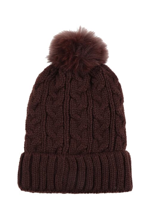 Chain Rib Knit Pattern Beanie Dark Brown - Pack of 6