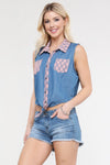 Blush Blue Heart Printed Waffle Top - Pack of 6