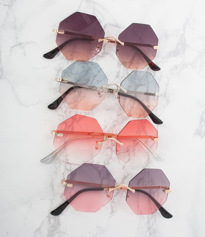 18 Pack Colored Rimless Sunglasses Party Glasses Unisex Adult Women square rimless sunglasses,square rimless sunglasses women  main image 2