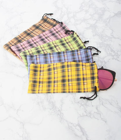 SOLID COLOR SUNGLASS POUCH WITH DRAWSTRINGS - Pack of 12