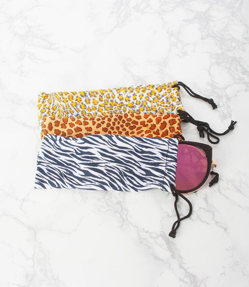 Animal Print Sunglass Pouch - Pack of 12