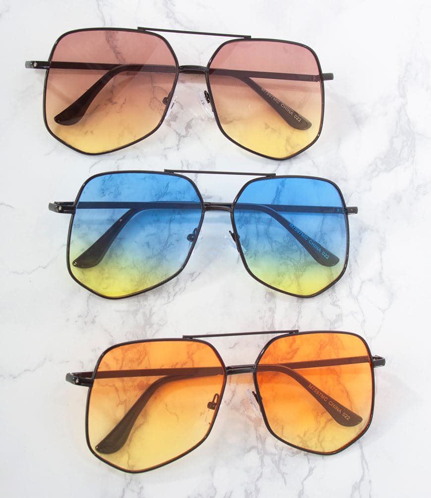 M7597MC - Unisex Aviator Sunglasses - Pack of 12