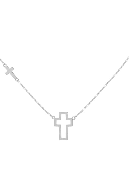 Open Cross Pendant Necklace Silver - Pack of 6