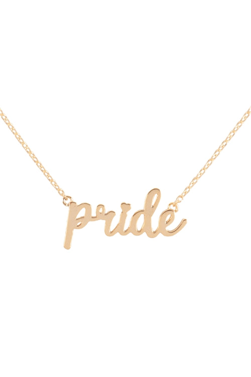Pride Inspiration Letter Pendant Brass Necklace Gold - Pack of 6