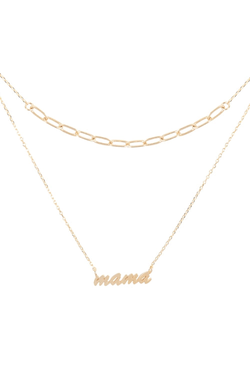 Mama Script Layered Pendant Necklace Gold - Pack of 6