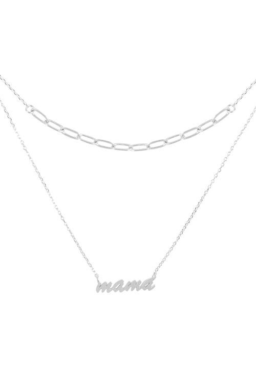 Mama Script Layered Pendant Necklace Silver - Pack of 6