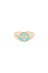 Brass "Mama" With Color Signet Open Ring Gold Black - Pack of 6